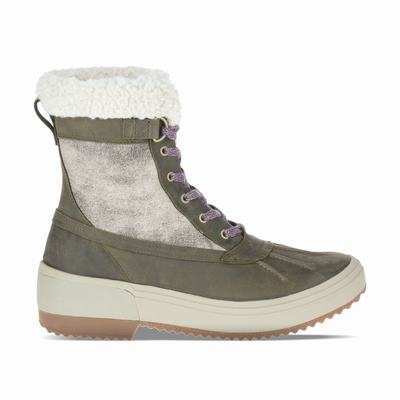 Merrell Haven Mid Lace Polar Waterproof Vinterskor Dam Olivgröna (SE651347)
